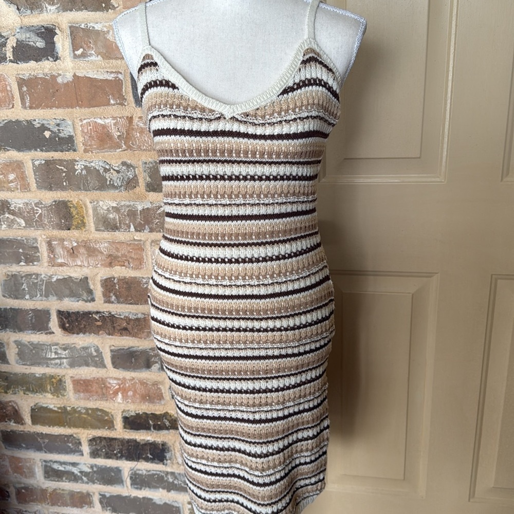 NWT Olive+Oak Crochet Slip Bodycon Sundress Lined Summer Sexy Retro Boho Hippie - Picture 4 of 12